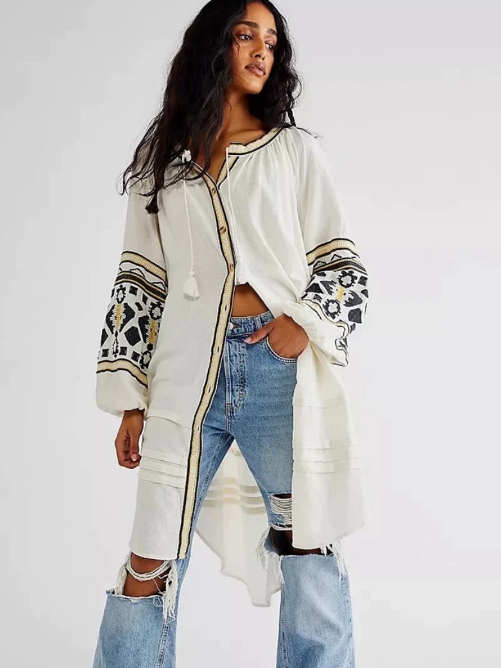 Free People | In the Clear Cotton Embroidered Tunic Dress RARE